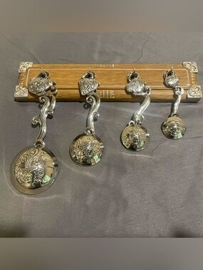 Silver Ornate Wall Hook Rack on Wood Backing - Decorative Home Hooks
